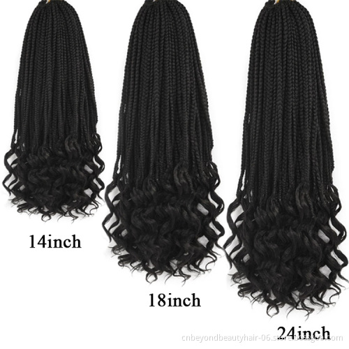 14 18 inch Box Braids Curly End Crochet Hair 22 Roots / Pack Bulk Small Jumbo Braids Curly End Synthetic Braiding Hair